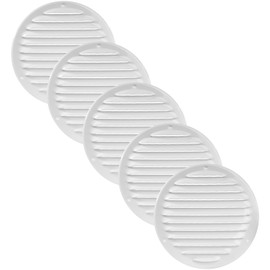 Vent Systems 6" Soffit Vent Cover - Pack of 5 - White - Round Air Vent Louver - Grill Cover - Built-in Mesh Screen - HVAC Vents for Bathroom, Home Office, Kitchen - Indoor, Outdoor use Duct Cover