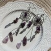 Zeylus Handmade Dreamcatcher Feather Artificial Amethyst Dangle Earrings