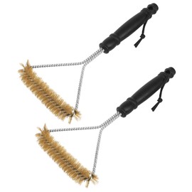 Pack of 2 Grill Brush, Grill Brush, Brass Cooking Grate, Cleaning Brush, Heat Insulation Wire Brush, Triangular, Grill Brush, Stainless Steel for Grill Grate, Gas Grill, Charcoal Grill Accessories