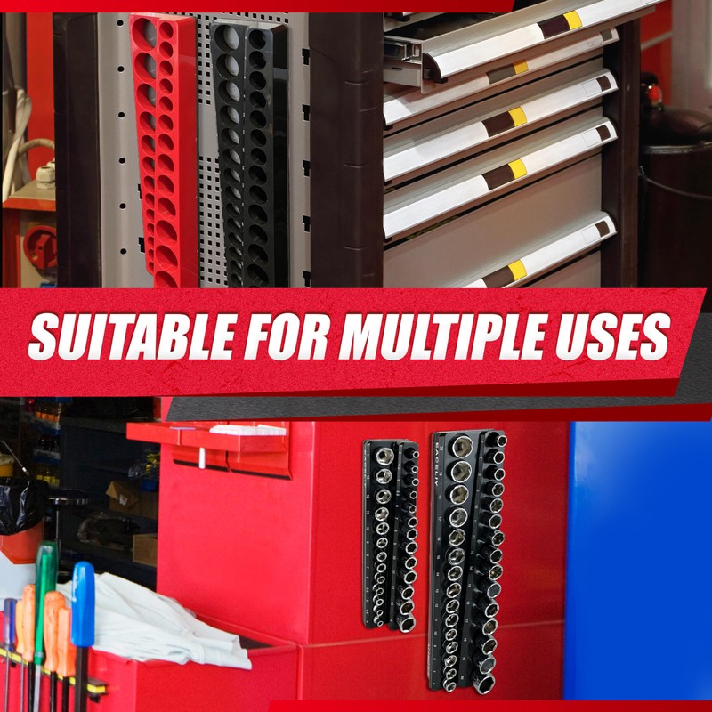 EACELIY 8Pcs Magnetic Socket Organizer Set, 1/2", 1/4" and 3/8"