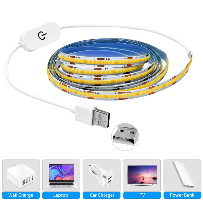 Tesfish LED Strip Light 5 V USB COB Strip 2
