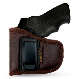 Brown Inside Waistband Gun Holster for Men/Women for S333 Thunderstruck .22 WMR (Left). Eco Leather Concealed Handgun Holster 9mm. Pistol Holsters by Houston