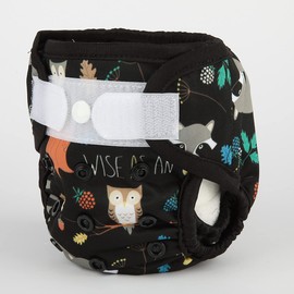 Newborn Baby Cloth Diaper Cover Nappy Hook and Loop (Racoon Owls)