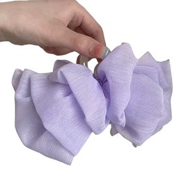 Ribbon Hair Claw Glitter, Large, Hair Clip, Hair Clip, Hair Clip, Office, Simple, Hair Accessory, Multi-Layered Ribbon, Gorgeous Korean Style, Office Gift, Ladies, 5.1 inches (13 cm), White (Purple