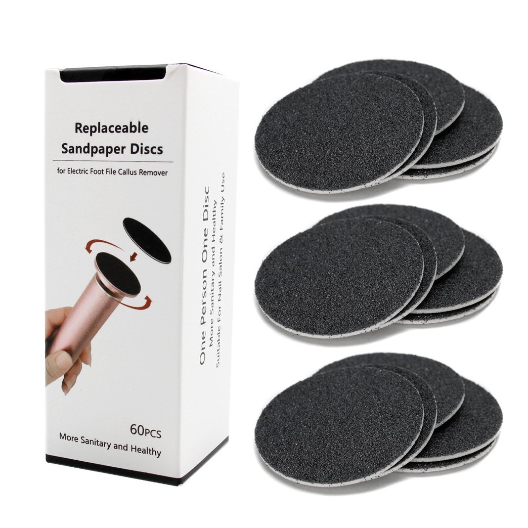 1 Box (60pcs) Replacement Sandpaper Pad Disks Discs (Extra Coarse 80 Grit) for Electric Foot File Callus Remover Machine