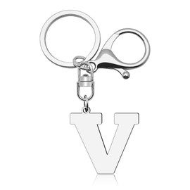 YaeYur Alphabet Initial Letter A-Z Keychain Initial Keychains Pendant with Key Ring Single Letter Keyring Letters Keychain for Women Purse Backpack(V)