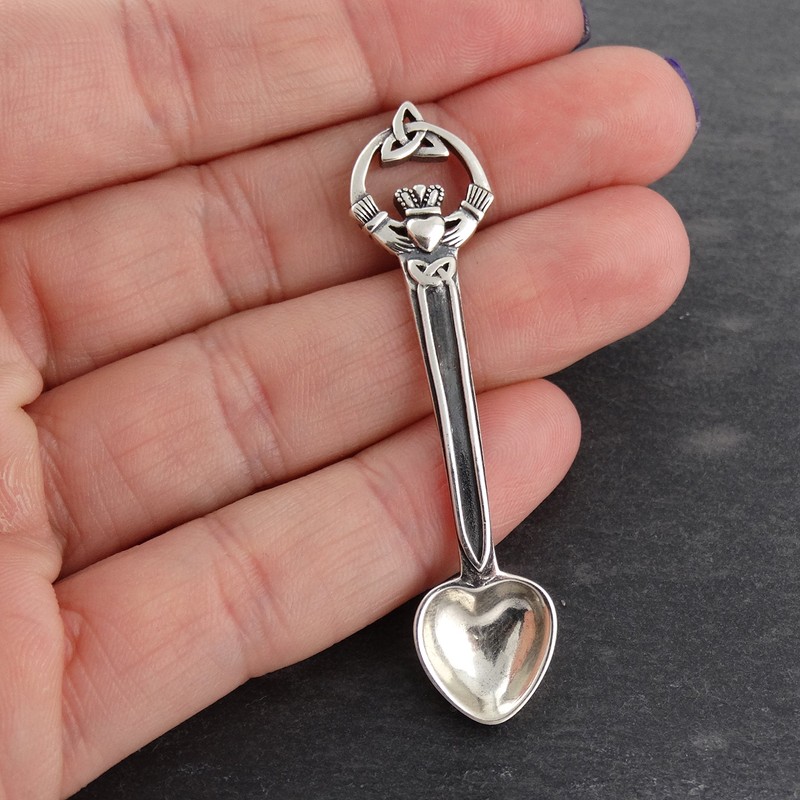 FashionJunkie4Life Sterling Silver Irish Claddagh Salt Spoon | Mini Spoon