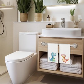 Qabliqo Cartoon Dinosaurs Kitchen Towels, Dinosaur Lover Gifts Dish Tea Towels for Kitchen, Cute Dinos Decorative Hand Towels for Bathroom, Dinosaur Bathroom Decor, 16x24 Inch Set of 2