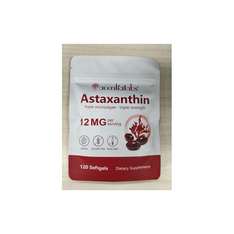 Astaxanthin 12mg Triple Strength, Astaxanthin Supplements, Natural Antioxidant, Supports Eye,