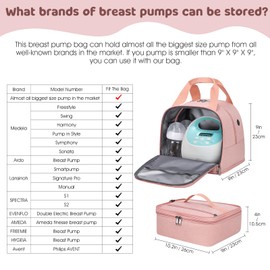 OCKLILY Pump Bag, Breast Pump Carrying Bags with Ice Pack & Waterproof Mat, Breast Pump Bag Compatible with Spectra S1 S2, Pumping Bags Milk Bottle Cooler for Work Travel Camping, Pink