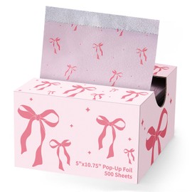 AmazingSpark Pink Bow Hair Foils for Highlighting, 5"w x 10.75"L Aluminum Pop up Hair Foil for Stylist Color Application and Highlighting Services, Non Slip 500 Pop up Foil Sheets