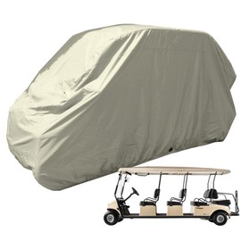 Formosa Covers Heavy Duty 8 Passenger Golf Cart Cover | Compatible with EZGO, Cushman, Club Car Shuttle, Gem e6, Limo, Yamaha Golf Carts | All-Weather | Up to 172" L x 48" W x 66" H Taupe