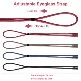 Popuppe 4 Pack Sunglass Glasses Straps Universal Fit for Kids Adult Adjustable Eyewear Retainers Neck Holder Cord Lanyard for Anti Slip Protection