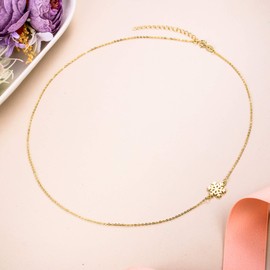 Ever Faith 925 Sterling Silver Necklace Winter Tiny Goldan Snowflake Sideways Choker Necklace Dainty Jewelry for Women Girls