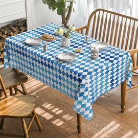 Horaldaily Oktoberfest Tablecloth 52×70 Inch Rectangular, German Beer Festival Bavarian Flag Blue Washable Table Cover for Party Picnic Dinner Decor