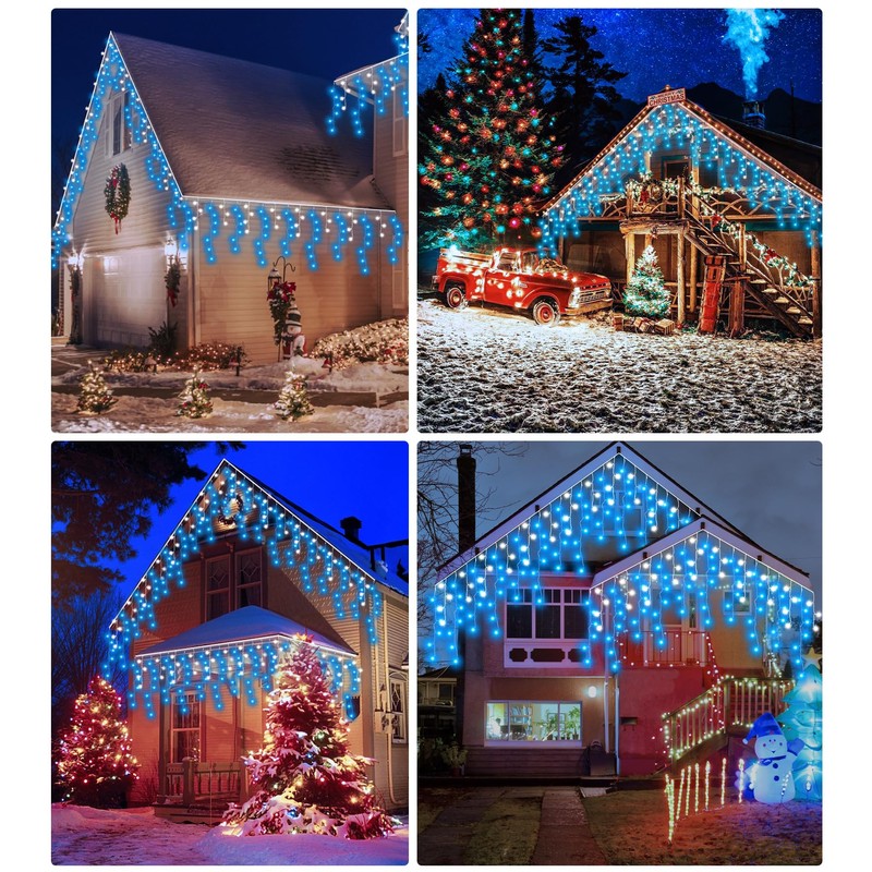 Icicle Outdoor Christmas Lights,460LED 17.5M/57ft Christmas Decorations Lights Plug in,Blue