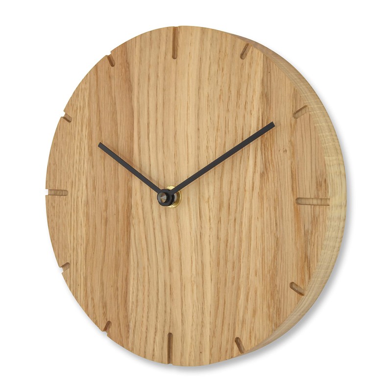 Natuhr Wall Clock Oiled Oak Wood Solid 20 cm Mini