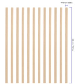 FUNSUEI 200 Pack 3/8 x 12 Inches Wooden Dowel Rods, Natural Unfinished Dowel Rods, Solid Hardwood Dowel Sticks for Crafts