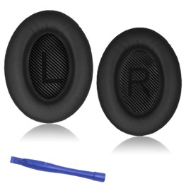 Premium Replacement Ear Pads for Bose QuietComfort 35 (QC35) & QuietComfort 35ii (QC35ii), Headphones Earpads Cushions with Softer Leather and Memory Foam, Black