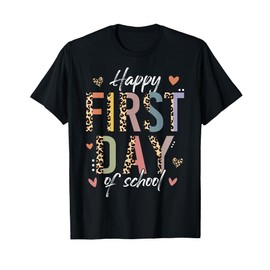 Happy First day of School Leopard Back To School Teachers T-Shirt