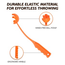 MRZMSZPET 15 Inch Dog Ball Launcher with 2.5 Inch Ball Adjustable Pet Fetch Toy Durable Plastic Launcher (Orange)