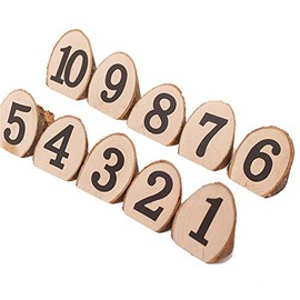 BSTMOME Rustic Wooden Table Number 1-10 Escort Wedding Party Decoration Number Base Floral Tabletop Number Signs for Wedding Reception Table Decorations