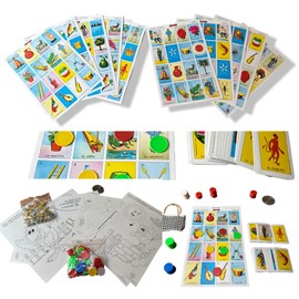 El Gallo Loteria Mexicana Loteria Grande 10 Tablas o Cartas, 80 Fichas Incluidas para Marcar Las Imagenes Que ya Salieron - Cancionero - 54 Barajas Loteria Mexicana Autentica (36 X 24 Cms)