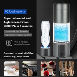 Hydrogen Water Bottle, Hydrogen Water Generator with Advanced SPE PEM Technology, Portable 280ml Water Ionizer for Office, Travel, Fitness & Everyday Hydration