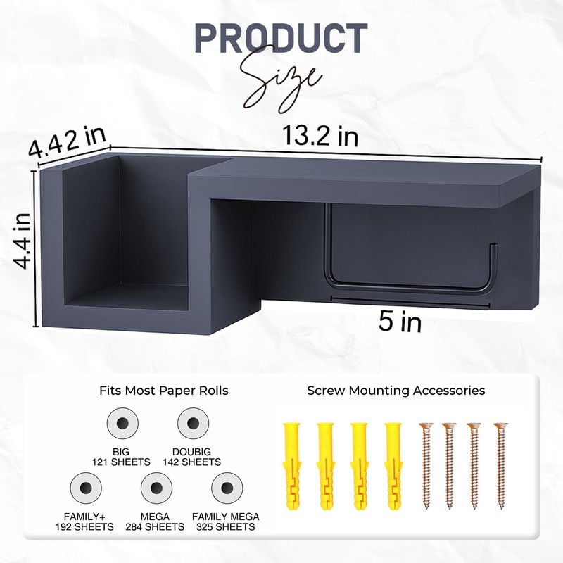 Wooden Toilet Holder (Grey)