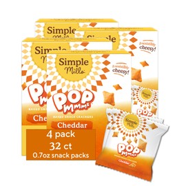 Simple Mills Pop Mmms Cheddar Baked Snack Pack Crackers, Healthy Snacks for Kids, Individual Packs, Gluten Free, 8 Ct (Pack of 4)