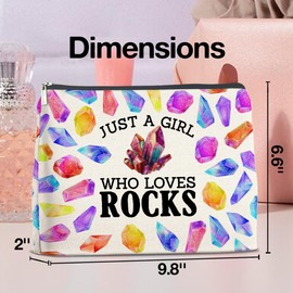 UPNEGE Rock Lover Gifts Makeup Bag Gift for Rock Collector Geologist Geology Just a Girl Who Loves Rocks Cosmetic Bag Zipper Makeup Pouch