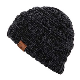 C.C Exclusives Cable Knit Beanie - Thick, Soft & Warm Chunky Beanie Hats (Chenille Black)