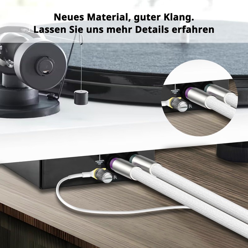 Tertullus Phono Cable with Earthing 1 m Silver-Plated Shielding Tone