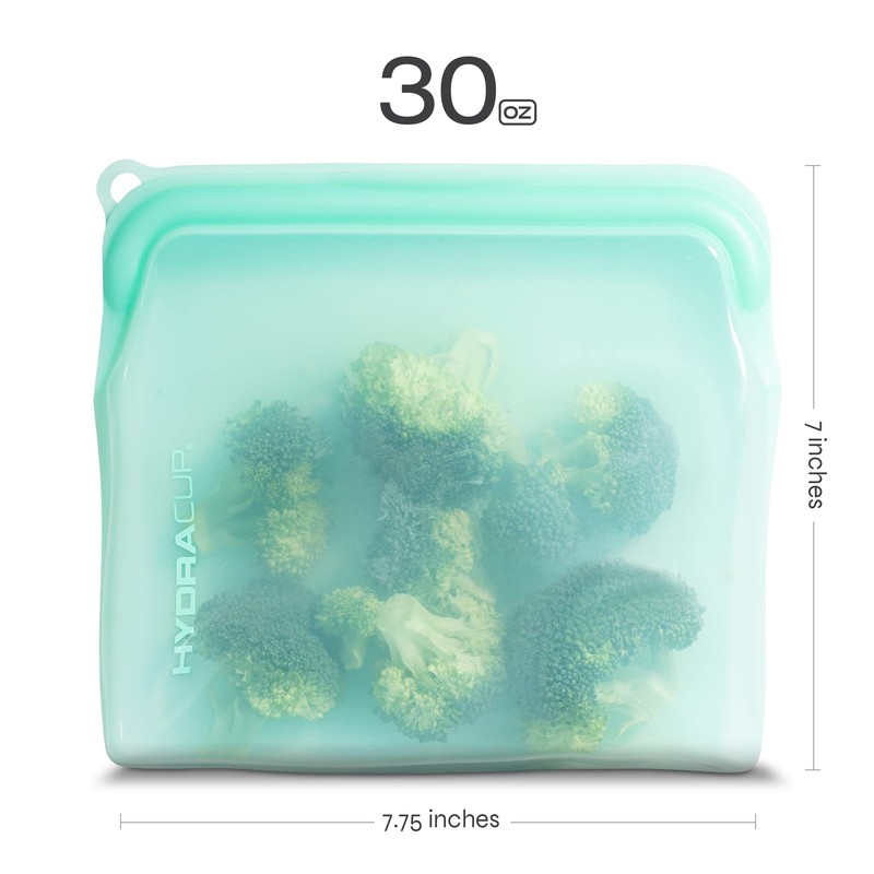 Hydra Cup Reusable Silicone Storage Bags [6 PACK] Food Storage