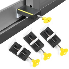 JEAL23 Pack of 3 Sliding Window Lock | Aluminium Sliding Door Lock | Safety Windows Children (Black)