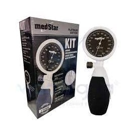 MEDSTAR | Kit Baumanómetro Aneroide Tipo Palma Platinum con Estetoscopio de Lujo (BLANCO) Esfigmomanómetro para Enfermeras, Médicos y Estudiantes | Co