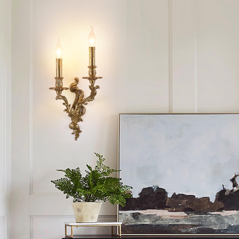 XYDikssn Rustic Brass Wall Sconce French Wall Light Fixture Retro