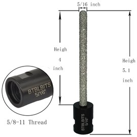 BTBLBITS Diamond Mortar Raking Bit 5/16" x 4" Mortar Router Bits with 5/8-11 Thread Plus 3/8" Hex Shank Adapter for Mortar Raking Tuck Pointing Granite Marble Concrete Brick Stone Removal