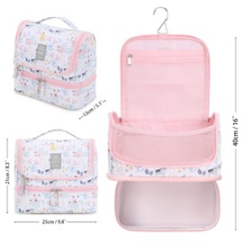 Hanging Travel Toiletry Bag for Women, Lychii Cosmetic Bag with Double Layer, Toiletries Travel Organizer - Cat Printed