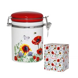 STP GOODS Ceramic Storage Jar, Storage container, Field Poppy Ceramic Storage Jar, Coffee bar accessories, Cookie jar, Coffee Jar, Tea Jar, 3.74 х 4.33" (9.5 х 11 cm), 25.4 fl oz (750 ml)