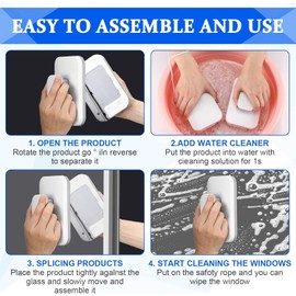 Kcyuowq Magnetic Windshield Cleaner Tool, Double-Sided Window Cleaner, Glass Thickness 3-10mm,Windshield Car Window Cleaner,Windows Cleaner Tool for High Rise Car Glazed