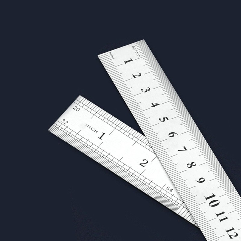 12 Pcs Stainless Steel Double Sided Ruler 10cm 15cm 20cm