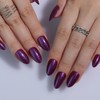 Handmade Press on Nails-Plum Purple Cat Eye Medium Almond Fake