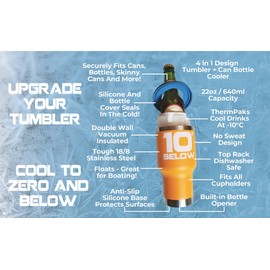 SKADI 10 Below Freezable 22 oz Tumbler/Can and Bottle Cooler w/ThermPak - Cools To Zero And Below! 5 in 1 Design - Dark Blue