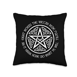 Ritual Moon An It Harm None Do What Ye Will Pentacle with Celtic Knot Throw Pillow, 16x16, Multicolor