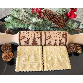 Winter Animals Scene Embossed Rolling Pin