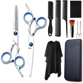 XINYUICEAN Tijeras para Cortar Cabello Profesional, Tijeras Barberia, Profesional de Tijeras Peluqueria de Barbero, Tijeras de Peluquería Profesional, Kit de Corte de Cabello para Mujeres (11 Piezas)