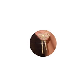 Earrings Bow Gold with Rhinestones Hanging Earrings Long Rhinestone Tassel Earrings Long Gold Glitter Hypoallergenic Earrings Cubic Zirconia Stud Earrings Jewellery for Women Girls, Sterling Silver,