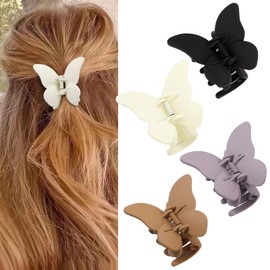 Set of 4 Butterfly Hair Accessories, Frosted Medium Butterfly Hair Clips, Non-Slip Butterfly Hair Clip for Women and Girls, Styling Accessories