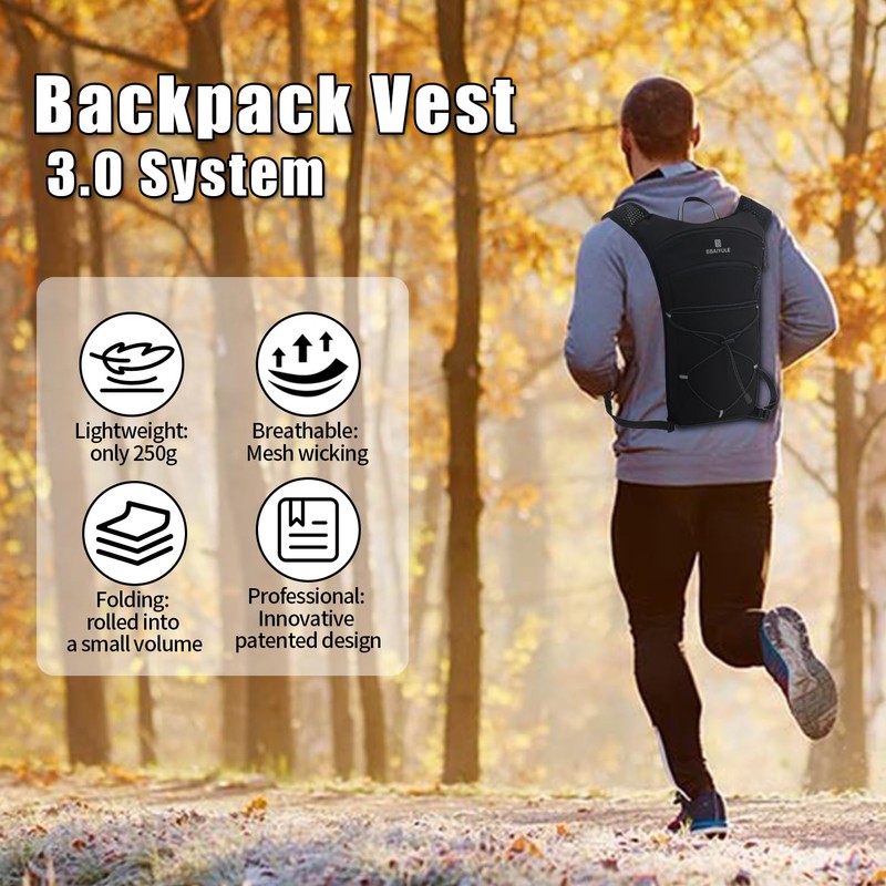BBAIYULE® Hydration Backpack with Optional Hydration Bladder, BPA-Free, Running Backpack,